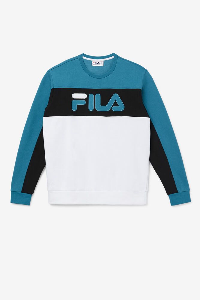 Fila Sweatshirt Mens Blue/White/Black Lesner Fleece Crew - Ireland 94561-MHPK